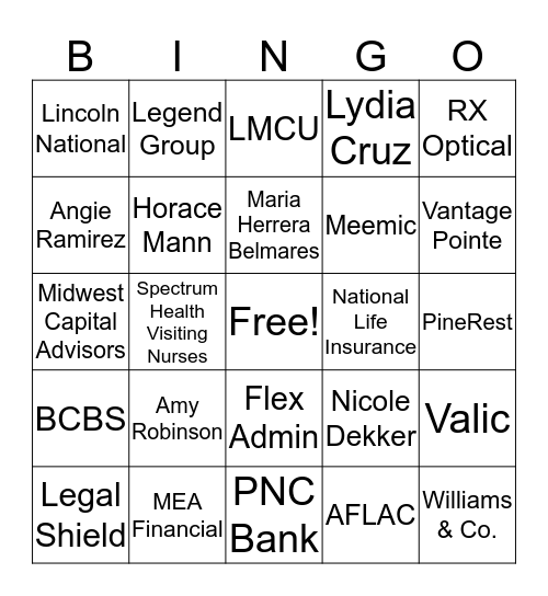 GRCC Benefits Bingo Card