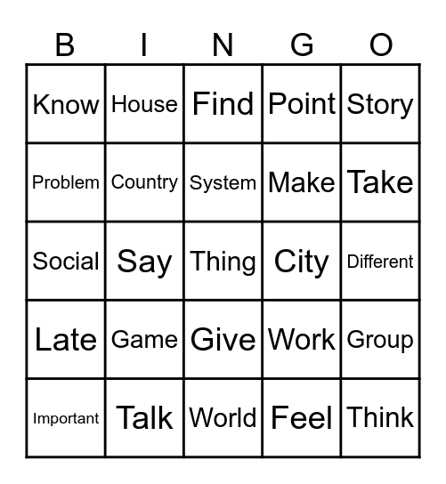 Vocabulary Synonym Bingo Challenge Bingo Card