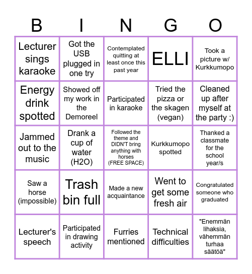 XR YEARLY 2025 Bingo Card