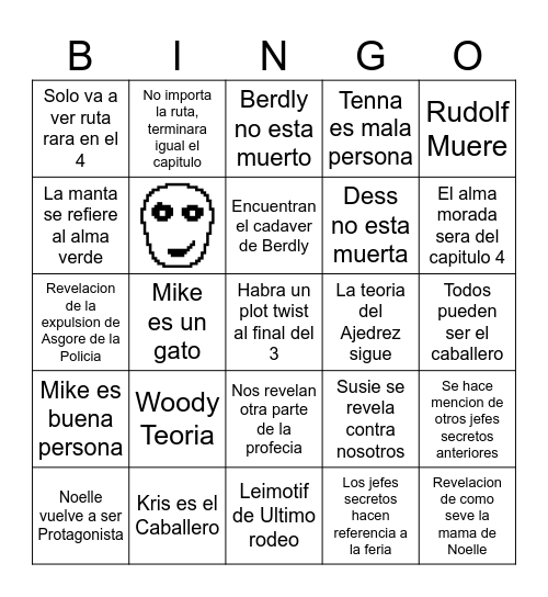 DELTARUNE CHAPTER 3-4 Bingo Card