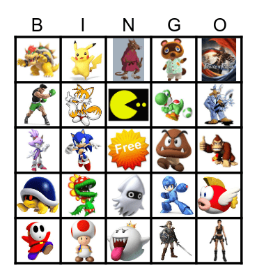 Video Game Characters.. Remember to contact the BINGO BASE as soon as you BINGO either Vertically, Horizontally, or Diagonally. GOOD LUCK!!!!! Bingo Card
