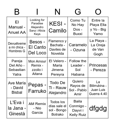 Bingo Musical 🎶 Bingo Card