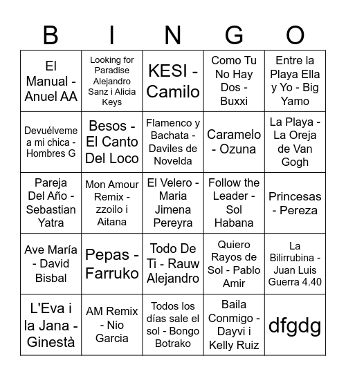 Bingo Musical 🎶 Bingo Card