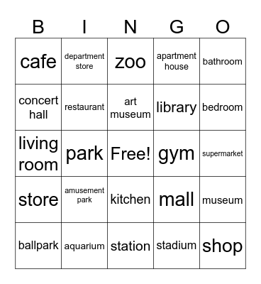場　所 Bingo Card