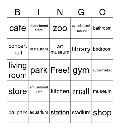 場　所 Bingo Card