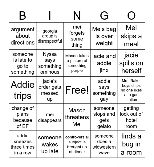 Europe Bingo! Bingo Card