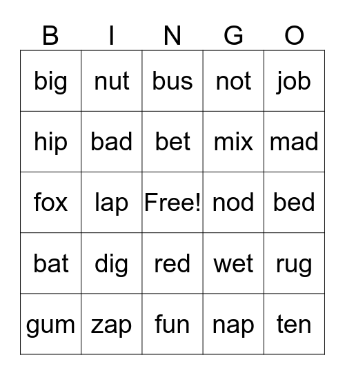 Sound It Out Bingo Card