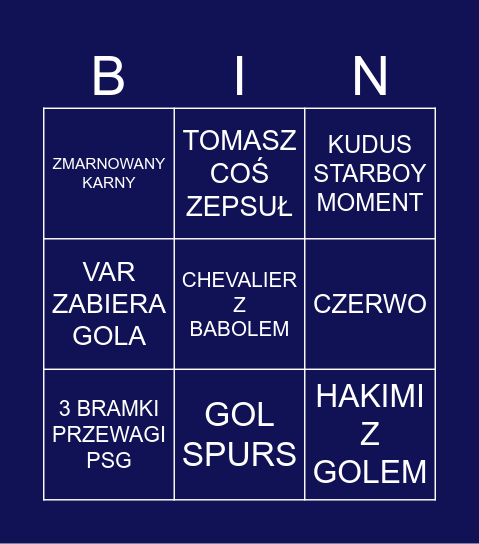 BINGO LM Bingo Card