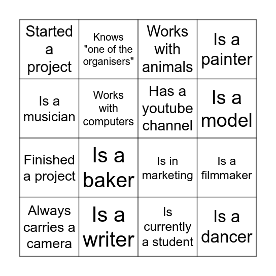 CREATIVE'S BINGO Card