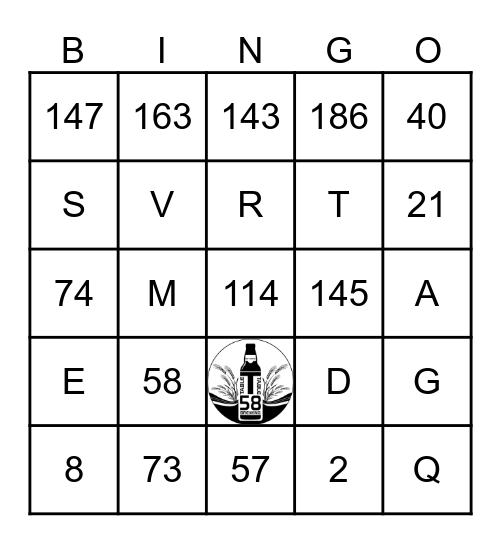 T58 TABLE 58 BRE BINGO Card