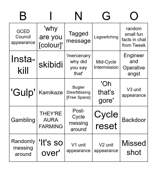 RSC Cycle Bingo Card