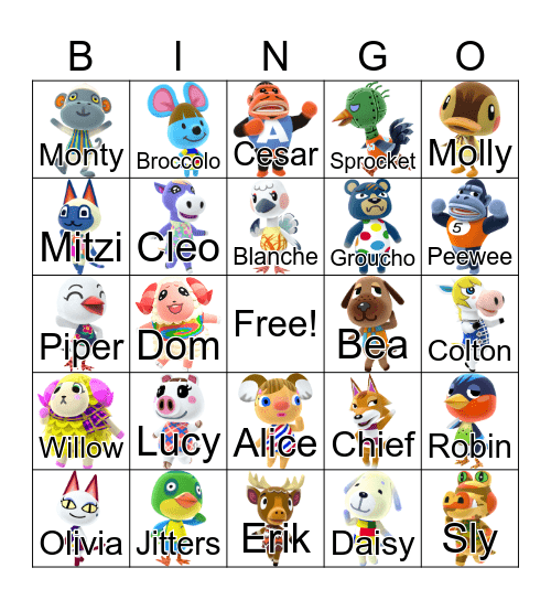 Animal Crossing Bingo Card