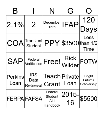 SFA Bingo Card