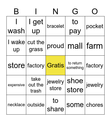 Repaso del examen Español 2 Bingo Card
