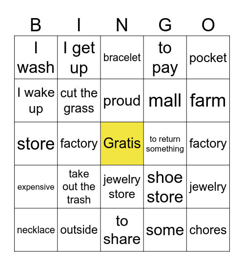 Repaso del examen Español 2 Bingo Card
