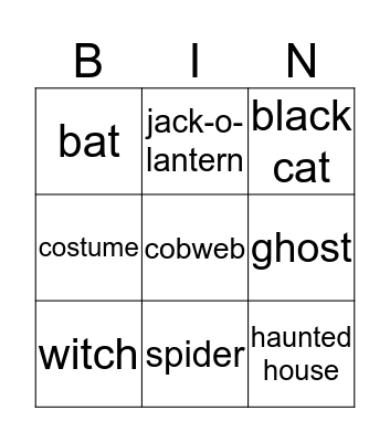 Halloween Bingo Card