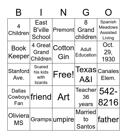Untitled Bingo Card