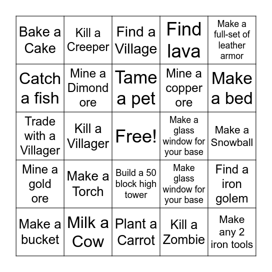 Crafting and Building Bingo Card