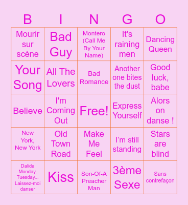 Bingo Musical Bingo Card