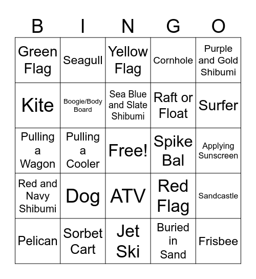 Beach Blanket Bingo Card