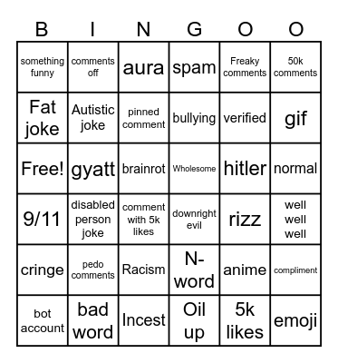 IG Reels Bingo Card