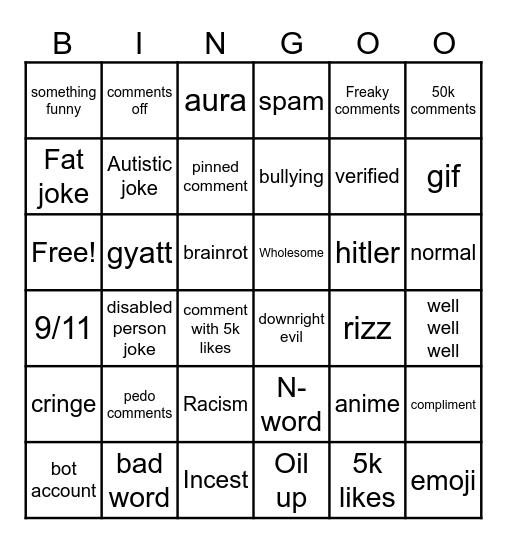 IG Reels Bingo Card