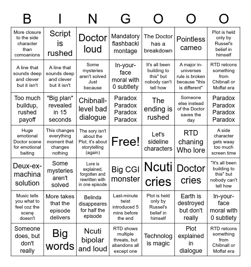 DW 2x08 Bingo Card