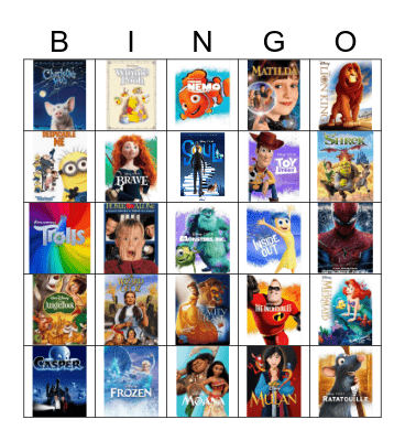 Disney Movies Bingo Card