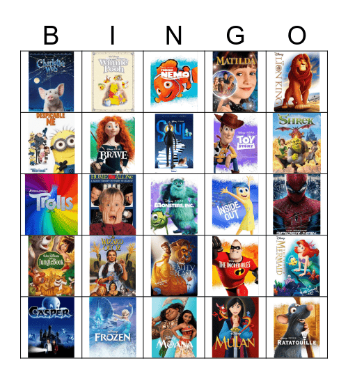 Disney Movies Bingo Card