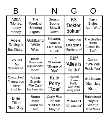 MUSIC! MUSIC! MUSIC! Bingo Card