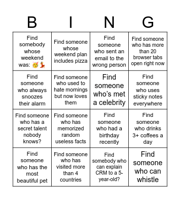 CRM Bingo Game Bingo Card