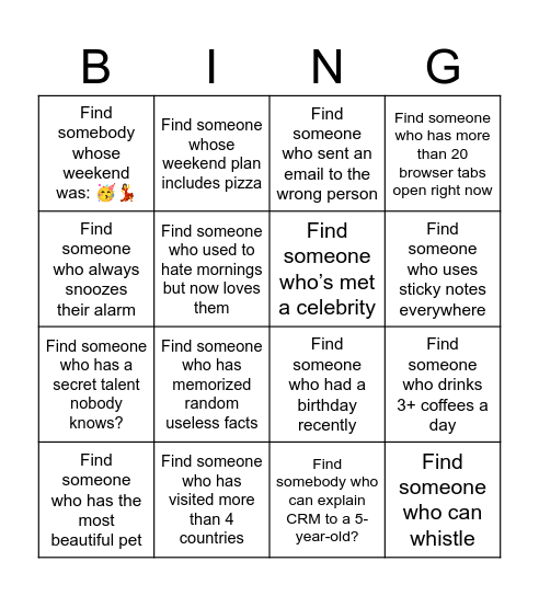 CRM Bingo Game Bingo Card