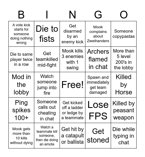 Mook Stream Bingo Card