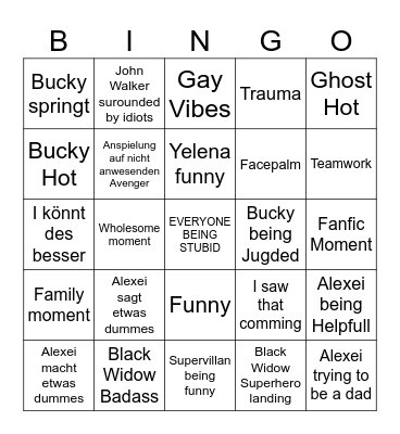 Thunderbolts Bingo Card