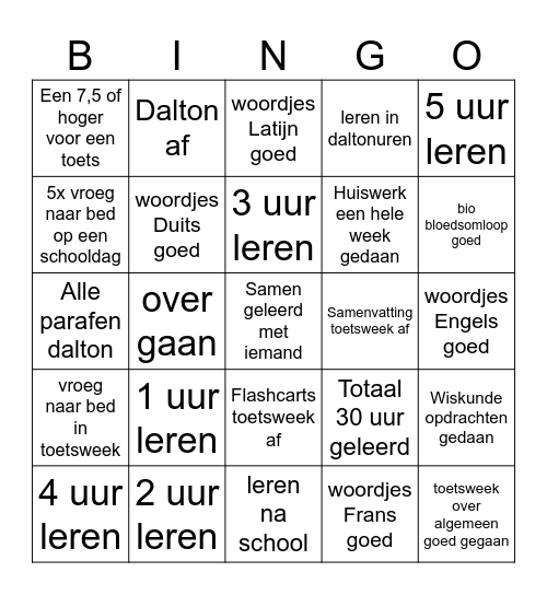 Shein pakketje bingo Card