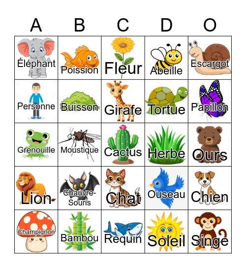 Bingo Des Étres Vivants Bingo Card