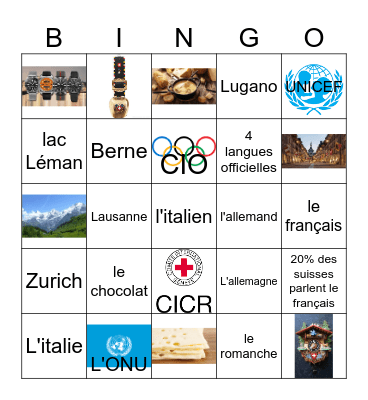 La Suisse Bingo Card