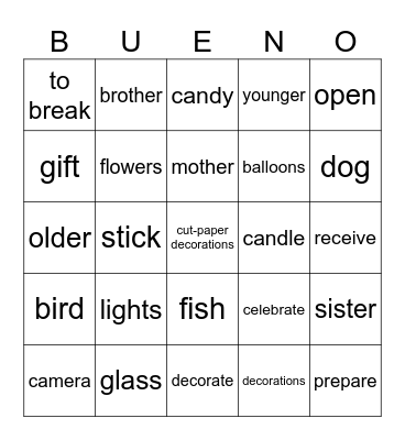 Las Fiestas Bingo Card