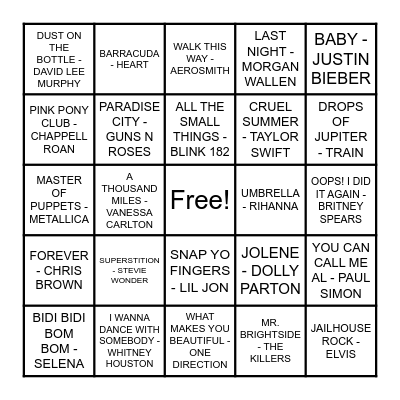 🎶 MUSIC   BINGO 🎶 Bingo Card