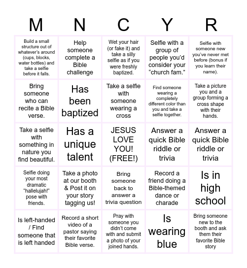 MNCY Bingo Card