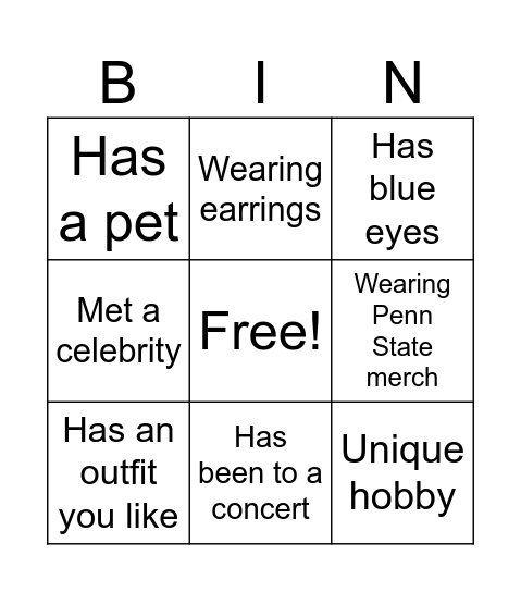 NSO BINGO Card