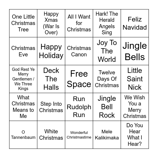 CHRISTMAS Bingo Card