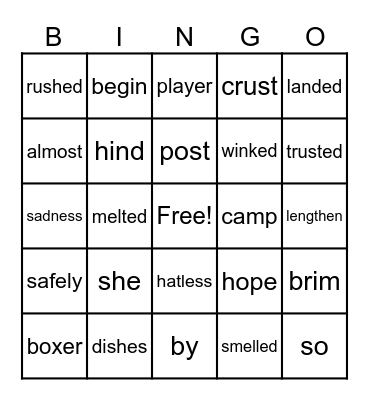 SPIRE Bingo Card