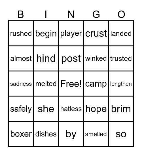 SPIRE Bingo Card