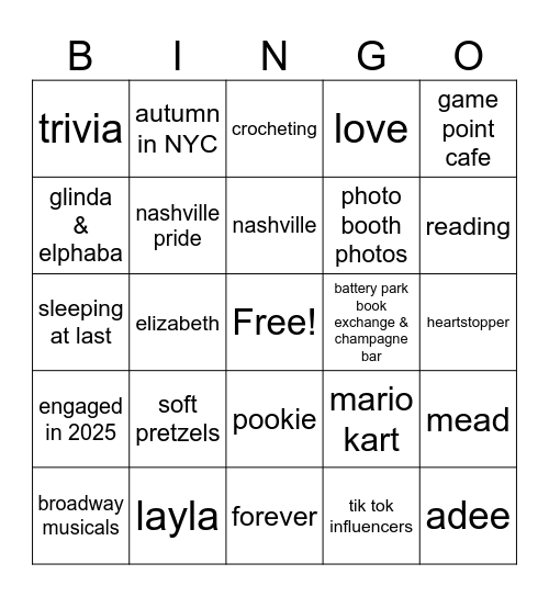 Elizabeth & Adee are Engaged!! Bingo Card