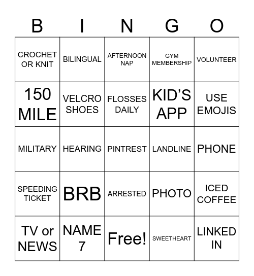HOUCHIN FAMILY REUNION Bingo Card