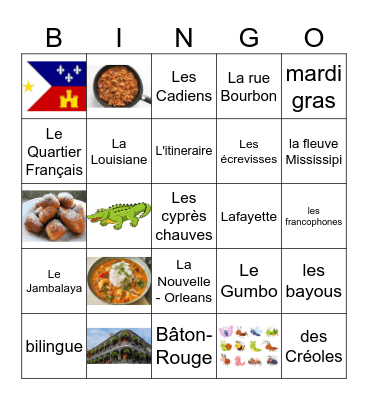 La Louisiane Bingo Card