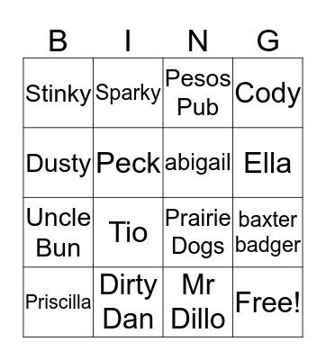 wild west bingo Card