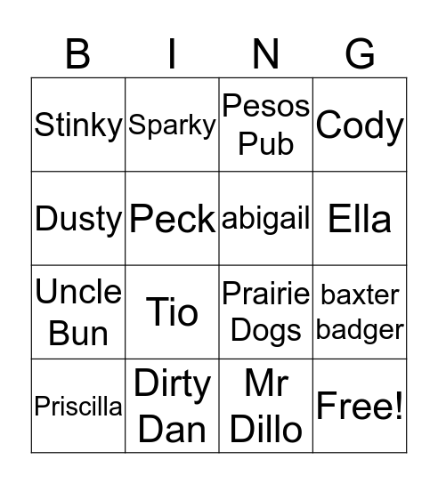 wild west bingo Card