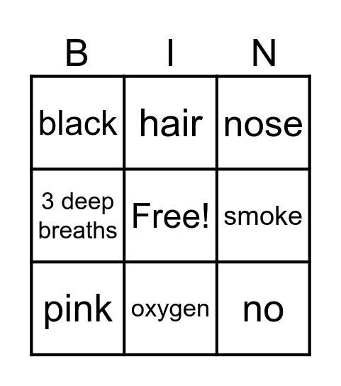 Respiratory Bingo Card